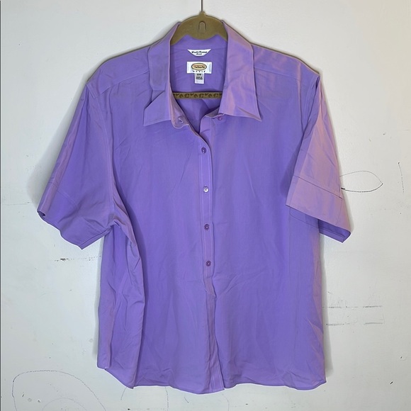 Talbots Tops - TALBOTS Purple Wrinkle Resistant Stretch Cotton Blend Short Sleeve Shirt 22W